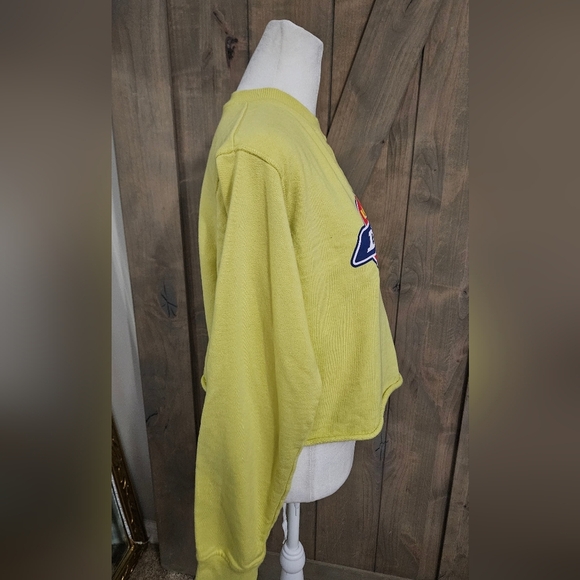DICKIES Raw Hem Cropped Relaxed Fit Sweatshirt In Yellow Green Color.Size Medium - Picture 4 of 11